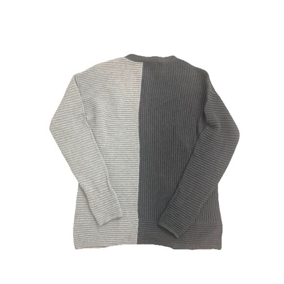 Lisa Todd Shaker Sweater Charcoal Silver Grey‎ Color Block XS Cotton Cashmere - Picture 3 of 6